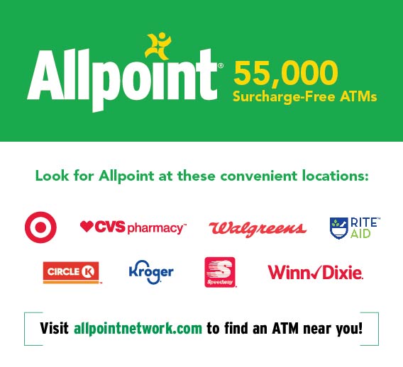 Surcharge Free ATM with Allpoint convenient locations at grocery stores gas stations and pharmacies find an atm near you